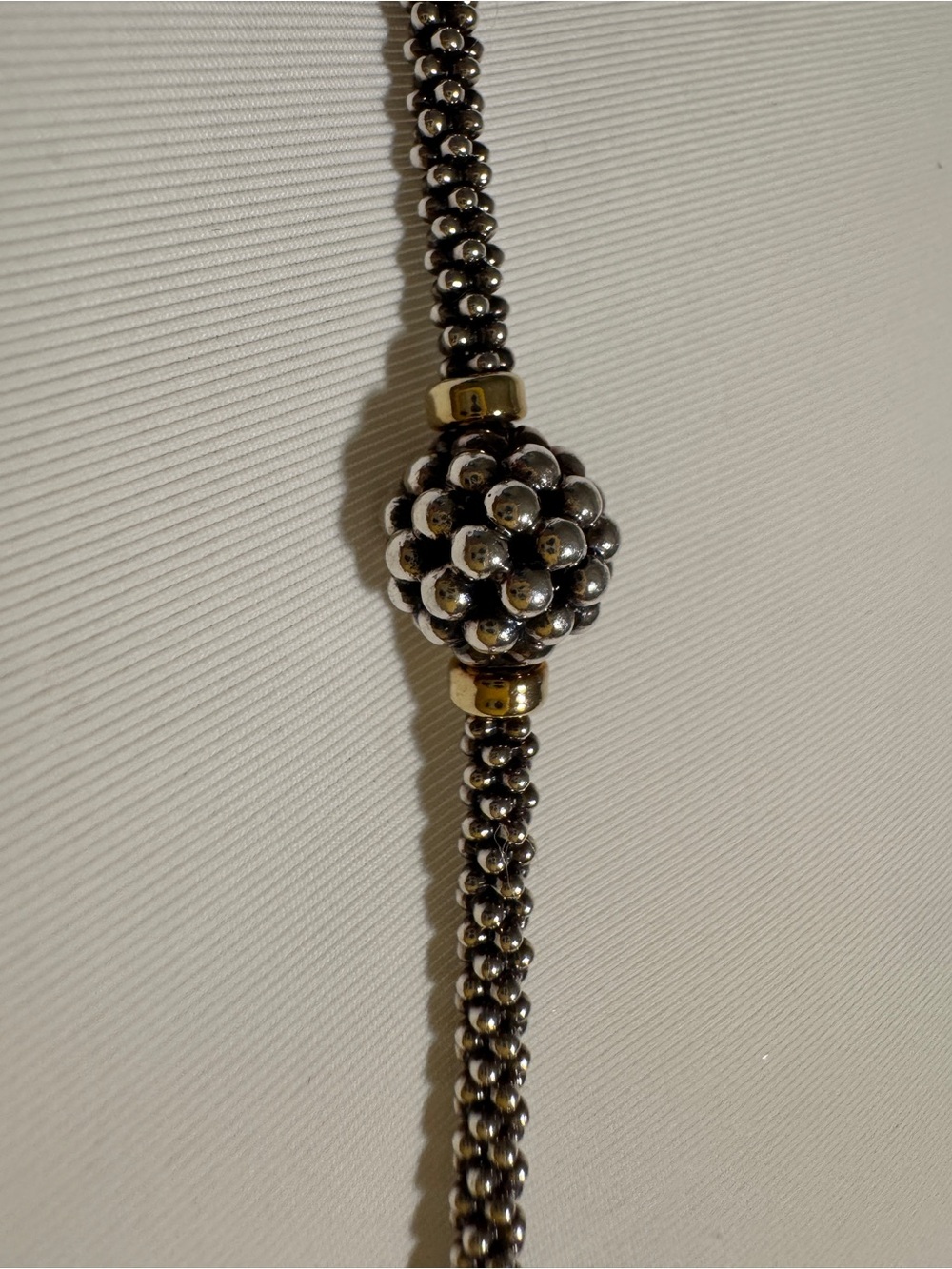 LAGOS Silver Caviar Three-Station Bracelet with Gold Accents - Picture 5 of 9
